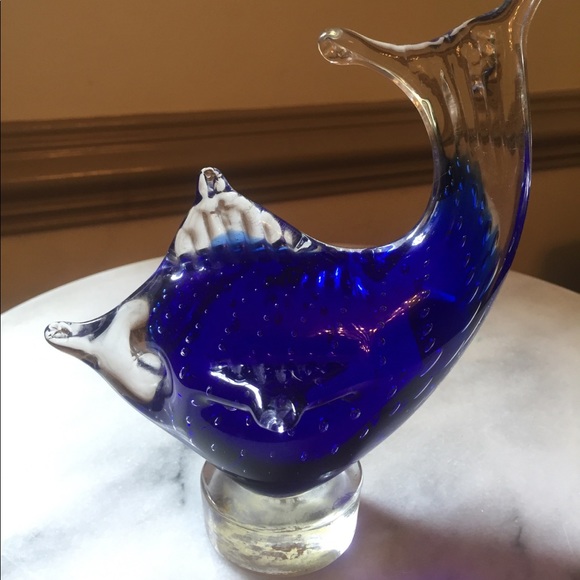 Art Collectibles Glass Sculptures Figurines Glass Gifts Blue And White Glass Artwork Sculpture Figurine Murano Glass Fish